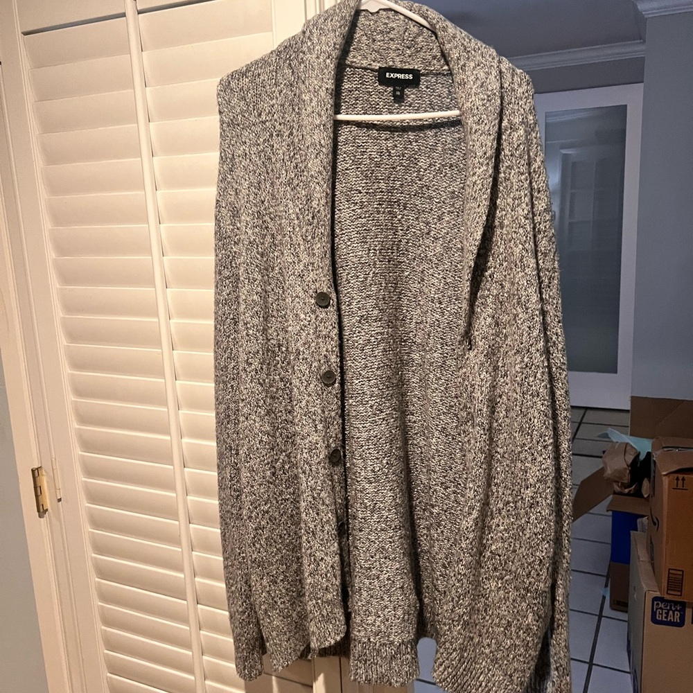 Gray Knit Cardigan Express - Picture 2 of 3